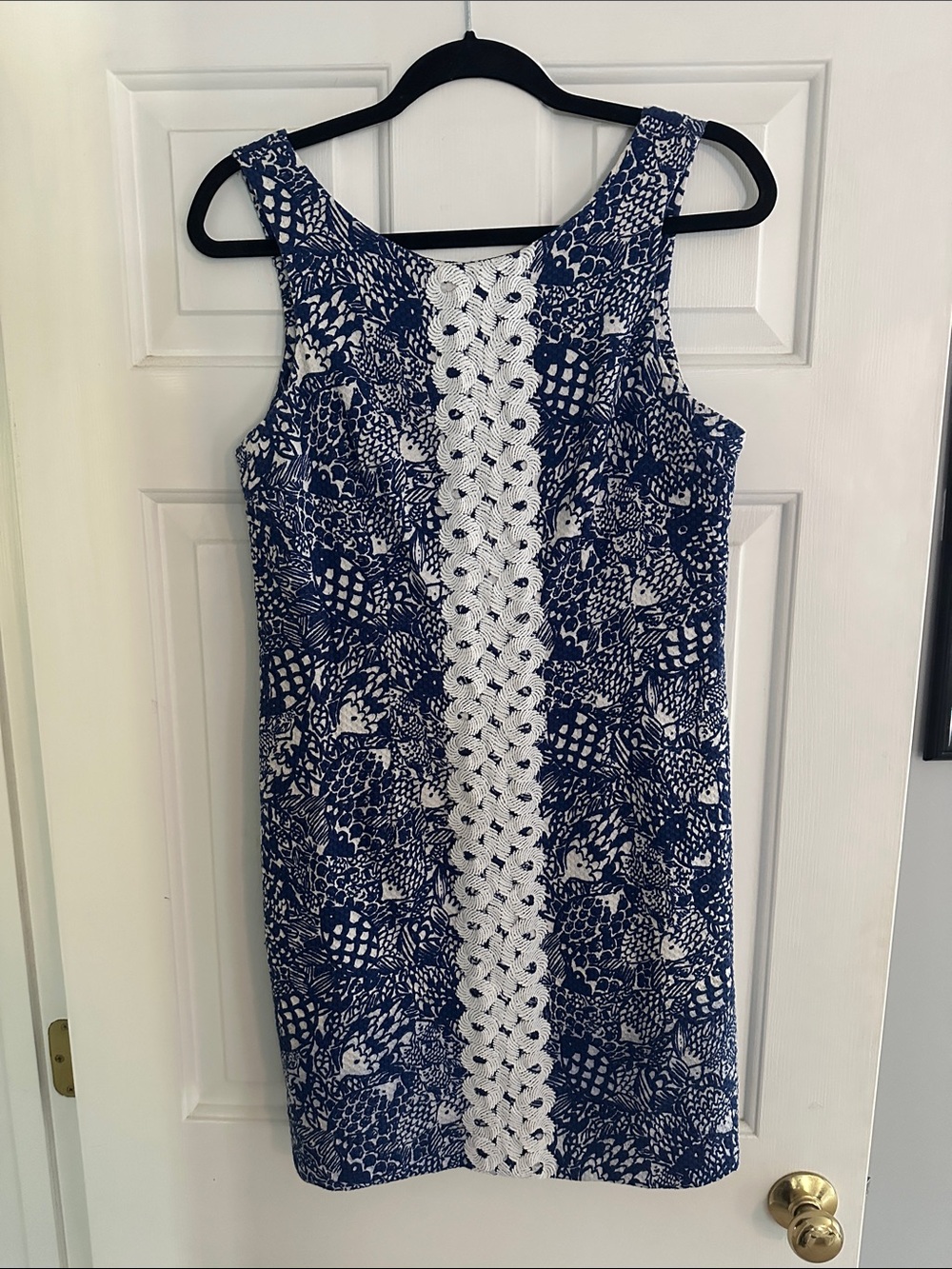 Lilly Pulitzer for Target Navy & White Lace-Trim Printed Shift Dress